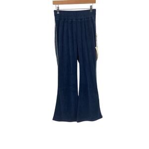 Maronie Blue Velvet Stitch Sides Flare Elastic Waist Pants Women’s Medium NEW